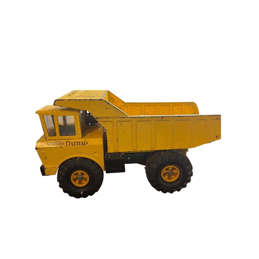 Vintage Tonka Mighty Dump Truck Pressed Steel Yellow Construction Toy 18 Inch